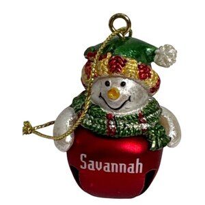 Vintage Ganz Jingle Bell Snowman Ornament Personalized "Savannah" Christmas